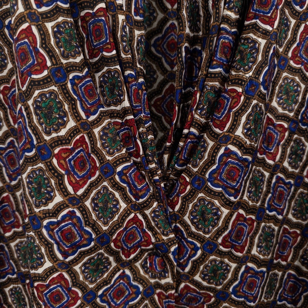 Vintage Draped Blouse 16W Geometric Jewel Tone 90s 80s Retro Silky Art‎ Teacher - Picture 4 of 8